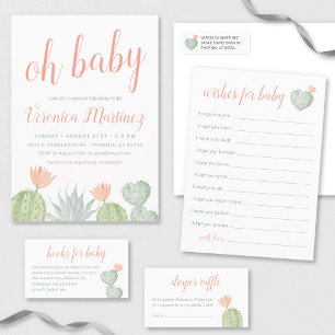 Invitation Oh Boy Cactus Baby shower Invitation, Desert Baby