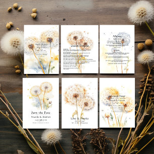 Watercolor Dandelion Wedding Guest Details Begleitkarte