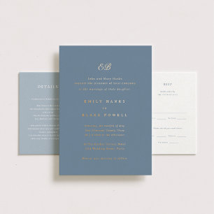 Charmant Mariage Monogramme Sticker Dusty Blue