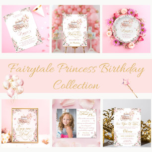 Blush Pink Princess Carriage Girl Birthday Party Einladung