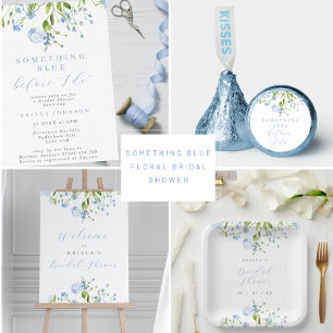 Light Blue Floral Brautparty wünscht Card Hinweiskarte