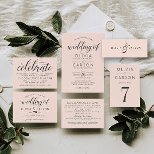 Invitation Mariage moderne Blush et Black Script