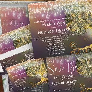 Invitation Neutre Terre Hues Boho Forest Chêne Mariage