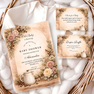 Boho Neutral A Baby Is Brewing Baby Shower Einladung