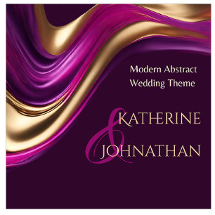 Moderne Hochzeit-Lila Fuchsien und Gold- Einladung