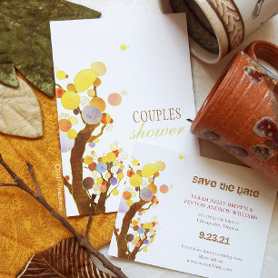 Invitation Arbres d'amour colorés Mariage moderne