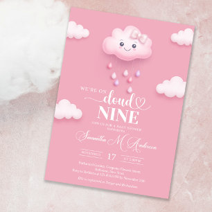 Cloud Nine Modern Pink Girl Baby Dusche Begrüßung Poster