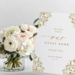 Invitation En Aluminium Élégant classique Vintage Mariage Or