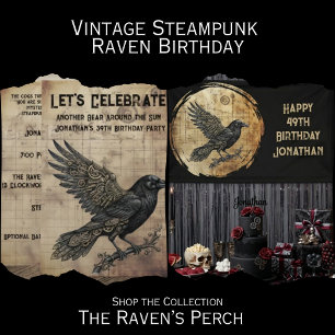 Rabe Steampunk Gothic Einladung