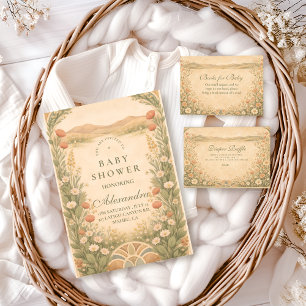 Serviette En Papier Baby-Shower Fleur Botanique Désertique Neutre et C