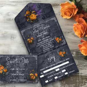 Save The Date Enregistrer la date Mariage d'Halloween Rose orang