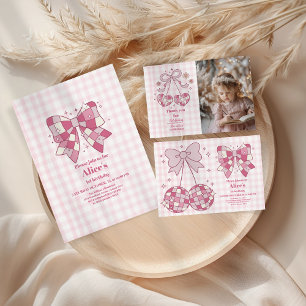 Retro Niedlich Pink Bow Coquette 1. Geburtstag Pappbecher