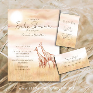 Safari Giraffe Baby shower Invitation Neutre Genre