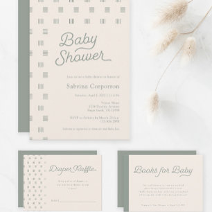 Baby shower   Invitation minimaliste Sage Boho
