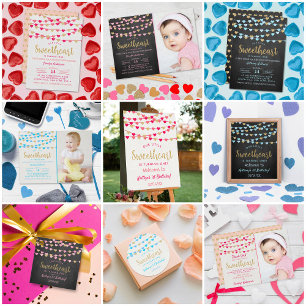 Hanging Liebe Herz Little Sweetheart Geburtstag Einladung