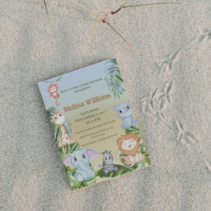 Invitation Cute Safari Jungle Petits Baby showers Animaux