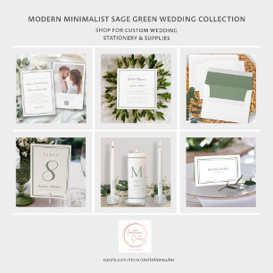 Invitation Mariage élégant QR Code Photo Classic Sage Green