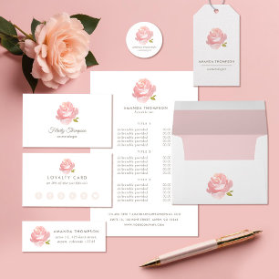 Chic Watercolor Blush Pink Rose Preise & Services Flyer