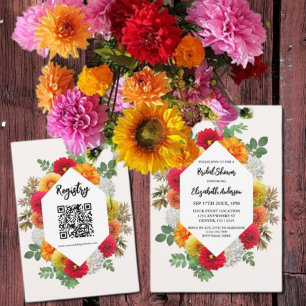 Herbstdahlia Floral Fall Brautparty Einladung