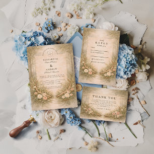 Invitation Mariage Floral de la Forêt aux Bois de Cerf