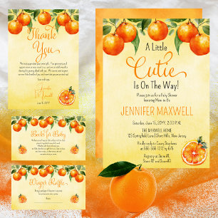 Carte De Remerciements Baby shower d'aquarelle Little Cutie Citrus