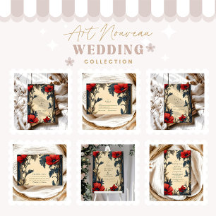 Dekorative Blumenhochzeit Art Nouveau Begleitkarte