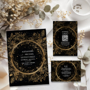 Mystical Celestial Black and Gold Wedding Tischnummer