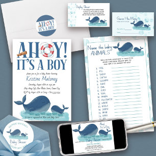 Happy Whales Baby Animals Baby Shower Quiz Spiel
