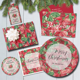Elegant Red Poinsettias Christmas Geschenkpapier Set