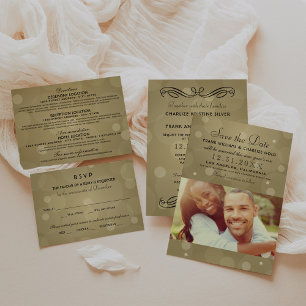 Elegante Champagner Gold und Black Wedding Einladung