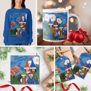 Funny Add Foto Gnome Familie Frohe Weihnachten