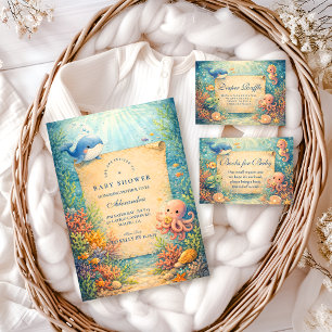 Märchenbuch-Ozeanfreunde-Baby-Shower Einladung