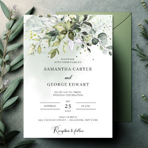 Save The Date Feuillage vert boho tendance eucalyptus feuille