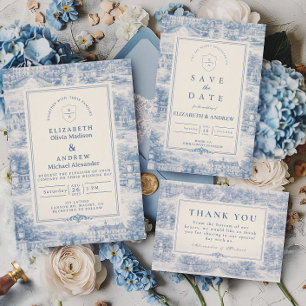 Blue Chateau Garten-Terrasse Hochzeit Dankeskarte