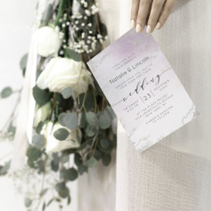 Ombre Light Lila Silver Foil Mattiert Wedding Einladung