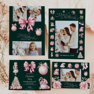 Cartes Pour Fêtes Annuelles Photo Pink Retro Vintage Noël