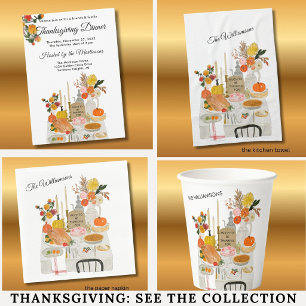 Invitation Dîner de Thanksgiving à la citrouille florale d'au