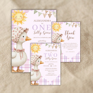 Carte De Remerciements Aquarelle d'anniversaire de la fille d'oie soie mi