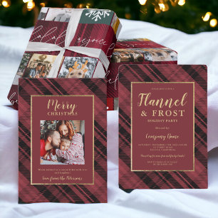 Weihnachtsschnee 8 Fotos Gitter Collage Rot karier Geschenkpapier