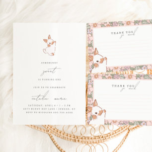 Floral Printemps Pâques filles Carte de remercieme