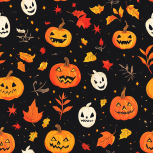 Fun Halloween Pumpkin und Blätter drucken Kissen