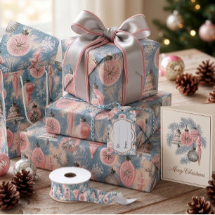 Pastell-Nostalgie: Glas-Weihnachtsbaumschmuck aus  Geschenkpapier