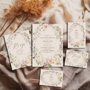 Boho Wildblume Floral Wedding All In One Einladung
