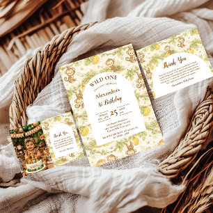 Assiettes En Carton Animaux de la jungle neutres pour un premier anniv