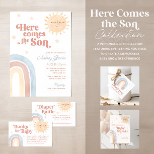 Invitation Voici le Baby shower Boho Son Watercolor