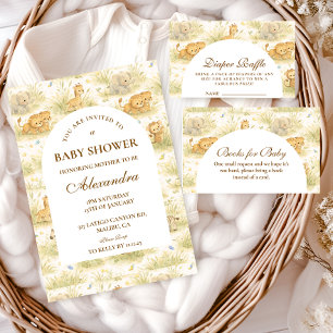 Süße Safari-Baby-Tiere Storybook-Diaper-Raffel Begleitkarte