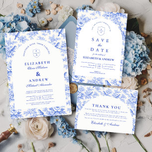 Klassische Blaue Weiße Chinoiserie Hochzeit Einladung