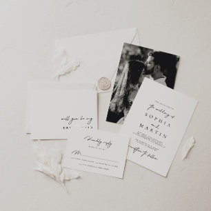 Elegante Minimalistische Einfache Hochzeitskarten RSVP Karte