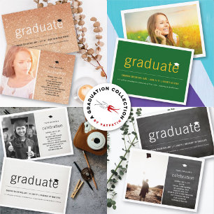 Faire-part Moderne minimaliste Simple Graduate Graduate Photo
