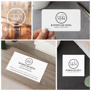 Modernes Zahnarzt-Zähne-schwarzes Logo Quadratische Visitenkarte